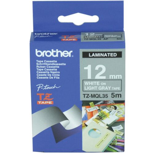 BROTHER Fita laminada Mate Cinzento claro/Branco 5m, 12mm , Brother , BROTZEMQL35 , 4977766698627